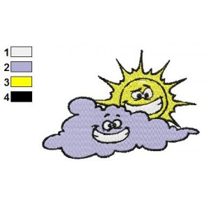 Sun and Cloud Embroidery Design